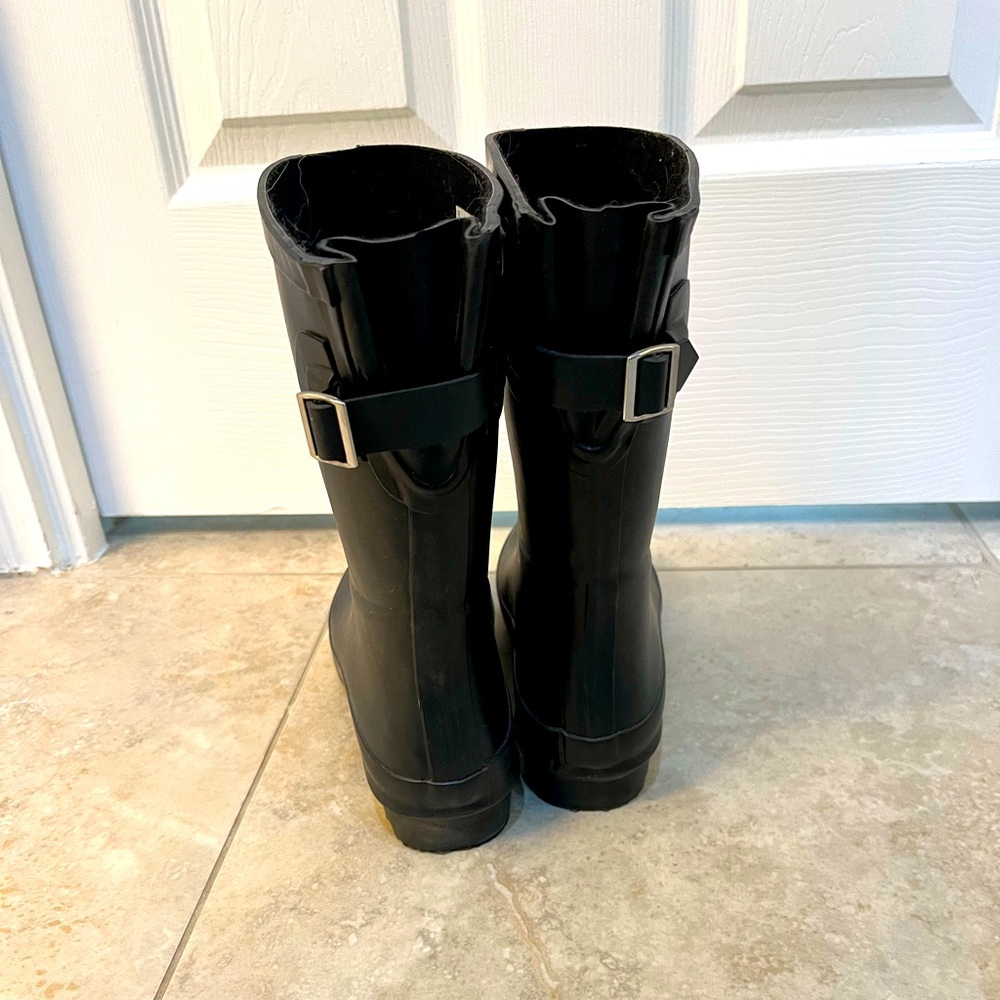 Black rain boots